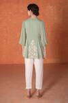 Summer by Priyanka Gupta_Teal Georgette Embroidery Round Neck Godet Tunic _Online_at_Aza_Fashions