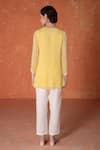Shop_Summer by Priyanka Gupta_Yellow Georgette Embroidery Round Neck Adena Tunic _at_Aza_Fashions