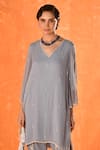 Buy_Summer by Priyanka Gupta_Blue Georgette Round Neck Stone Bow Co-ord Set _Online_at_Aza_Fashions