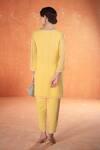 Shop_Summer by Priyanka Gupta_Yellow Georgette Embroidery V-neck Bow Co-ord Set _at_Aza_Fashions