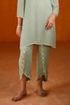 Buy_Summer by Priyanka Gupta_Green Georgette Embroidery V-neck Bow Co-ord Set _Online_at_Aza_Fashions