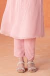 Buy_Summer by Priyanka Gupta_Pink Georgette Sequins, Embroidery Round Neck Rays Tunic Kurta Set _Online_at_Aza_Fashions