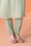 Summer by Priyanka Gupta_Green Georgette Sequins Button-down Neck Rays Kurta Set _Online_at_Aza_Fashions