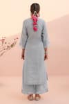 Shop_Charu Makkar_Blue Tissue Chanderi Embroidered Kurta Set _at_Aza_Fashions