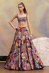 Shop_Mishru_Multi Color Marxii Floral Organza Lehenga Set _Online_at_Aza_Fashions