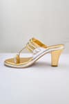 PREET KAUR_Gold Two Toned Braided Strap Heels _Online_at_Aza_Fashions