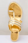 Shop_PREET KAUR_Gold Two Toned Braided Strap Heels _at_Aza_Fashions