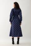 Shop_Son of A Noble Snob_Black Cotton Satin Collared Anika Midi Dress With Pathway Print _at_Aza_Fashions