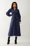 Shop_Son of A Noble Snob_Black Cotton Satin Collared Anika Midi Dress With Pathway Print _Online_at_Aza_Fashions