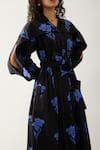 Buy_Son of A Noble Snob_Black Cotton Satin Collared Aston Grape Print Midi Dress _Online_at_Aza_Fashions
