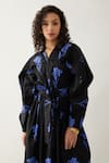 Shop_Son of A Noble Snob_Black Cotton Satin Collared Aston Grape Print Midi Dress _Online_at_Aza_Fashions