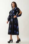 Son of A Noble Snob_Black Cotton Satin Collared Aston Grape Print Midi Dress _at_Aza_Fashions