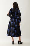 Shop_Son of A Noble Snob_Black Cotton Satin Collared Aston Grape Print Midi Dress _at_Aza_Fashions