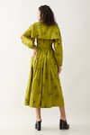 Shop_Son of A Noble Snob_Green Cotton Satin Collared Leaf Aston Midi Dress _at_Aza_Fashions