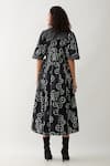 Shop_Son of A Noble Snob_Black Cotton Satin Collared Bolder Anther Print Midi Dress _at_Aza_Fashions