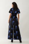 Shop_Son of A Noble Snob_Black Cotton Satin Collared And Blue Farm Print Pant Set _at_Aza_Fashions