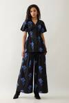 Buy_Son of A Noble Snob_Black Cotton Satin Collared And Blue Farm Print Pant Set 