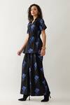 Shop_Son of A Noble Snob_Black Cotton Satin Collared And Blue Farm Print Pant Set 