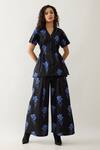 Buy_Son of A Noble Snob_Black Cotton Satin Collared And Blue Farm Print Pant Set _at_Aza_Fashions