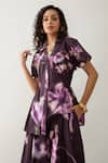 Buy_Son of A Noble Snob_Purple Cotton Satin Collared Bloom Print Co-ord Set _Online_at_Aza_Fashions