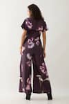 Shop_Son of A Noble Snob_Purple Cotton Satin Collared Bloom Print Co-ord Set _at_Aza_Fashions