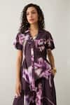 Buy_Son of A Noble Snob_Purple Cotton Satin Collared Bloom Print Co-ord Set 