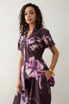 Shop_Son of A Noble Snob_Purple Cotton Satin Collared Bloom Print Co-ord Set 