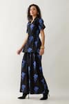 Son of A Noble Snob_Blue Cotton Satin Collared Floral Print Relaxed Fit Shirt _Online_at_Aza_Fashions