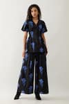 Buy_Son of A Noble Snob_Blue Cotton Satin Collared Floral Print Relaxed Fit Shirt _Online_at_Aza_Fashions