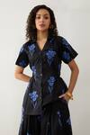 Son of A Noble Snob_Blue Cotton Satin Collared Floral Print Relaxed Fit Shirt _at_Aza_Fashions