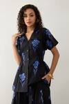 Buy_Son of A Noble Snob_Blue Cotton Satin Collared Floral Print Relaxed Fit Shirt 