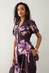 Buy_Son of A Noble Snob_Purple Cotton Satin Collared Haze Floral Print Shirt 