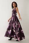 Buy_Son of A Noble Snob_Purple Cotton Satin V-neck Floral Maxi Dress 
