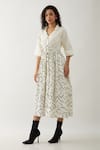 Shop_Son of A Noble Snob_Off White Cotton Satin V-neck Delta Pathway Print Midi Dress _Online_at_Aza_Fashions