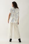 Shop_Son of A Noble Snob_Off White Cotton Satin Collared Demur Anther Print Shirt And Pant Set _at_Aza_Fashions