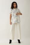 Buy_Son of A Noble Snob_Off White Cotton Satin Collared Demur Anther Print Shirt And Pant Set _at_Aza_Fashions