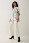 Son of A Noble Snob_Off White Cotton Satin Collared Demure Anther Print Shirt _Online_at_Aza_Fashions