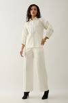 Shop_Son of A Noble Snob_Off White Cotton Satin Collared Drip Puff Sleeve Shirt _Online_at_Aza_Fashions