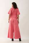 Shop_Son of A Noble Snob_Pink Cotton Satin Embroidery Round Neck Gordon Salmon Co-ord Set _at_Aza_Fashions