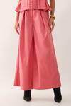 Son of A Noble Snob_Pink Cotton Satin Embroidery Round Neck Gordon Salmon Co-ord Set _at_Aza_Fashions