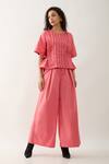 Buy_Son of A Noble Snob_Pink Cotton Satin Round Neck Gordon Salmon Top _at_Aza_Fashions
