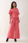 Buy_Son of A Noble Snob_Pink Cotton Satin Round Neck Gordon Salmon Top _Online_at_Aza_Fashions