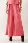 Son of A Noble Snob_Pink Cotton Satin Round Neck Gordon Salmon Top _at_Aza_Fashions