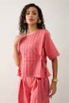 Buy_Son of A Noble Snob_Pink Cotton Satin Round Neck Gordon Salmon Top _Online