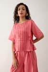 Shop_Son of A Noble Snob_Pink Cotton Satin Round Neck Gordon Salmon Top _Online