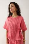 Son of A Noble Snob_Pink Cotton Satin Round Neck Gordon Salmon Top 