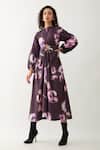 Buy_Son of A Noble Snob_Purple Cotton Satin Round Neck Grace Midi Dress _at_Aza_Fashions