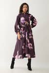 Buy_Son of A Noble Snob_Purple Cotton Satin Round Neck Grace Midi Dress _Online_at_Aza_Fashions