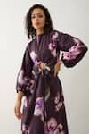 Buy_Son of A Noble Snob_Purple Cotton Satin Round Neck Grace Midi Dress 
