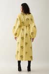 Shop_Son of A Noble Snob_Yellow Cotton Satin Round Neck Grace Farm Print Dress _at_Aza_Fashions